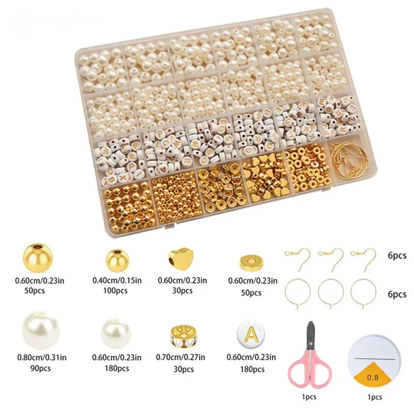 Armband Bastelset Goldene Abstandsperlen for die Herstellung von Armbändern, verschiedene DIY-Perlen, Acryl-Alphabet-Perlen-Set for Schmuckherstellung(Color 2)