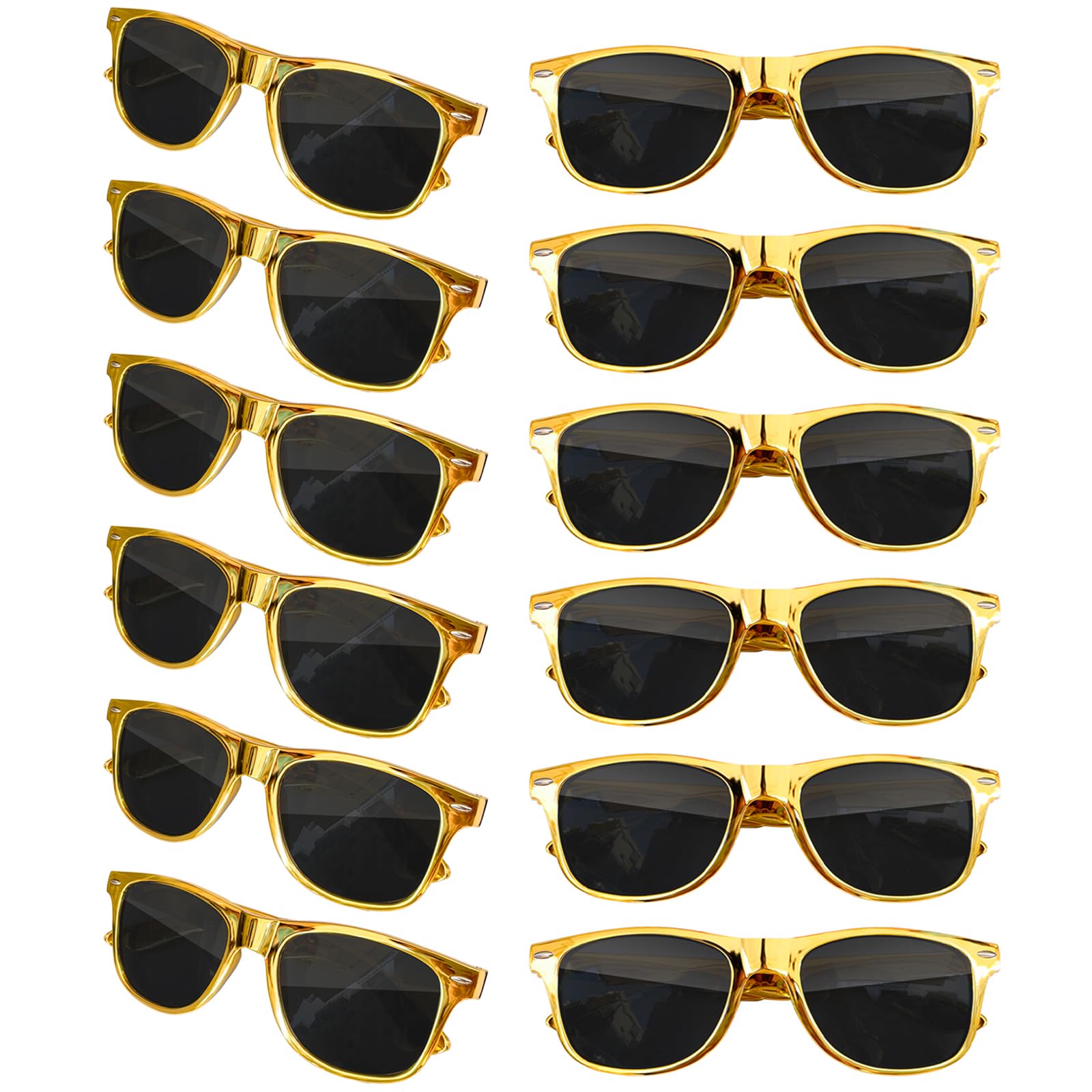 SUNOVELTIES 12 sztuk neonowych kolorów okulary przeciwsłoneczne klasyczne retro impreza upominki okulary przeciwsłoneczne dla dorosłych unisex