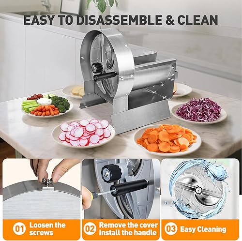 Miniatura 6 de Cortadora de verduras comercial eléctrica y manual, 0.000-0.512 in, máquina cortadora de frutas de acero inoxidable comercial 2 en 1, rebanadora de