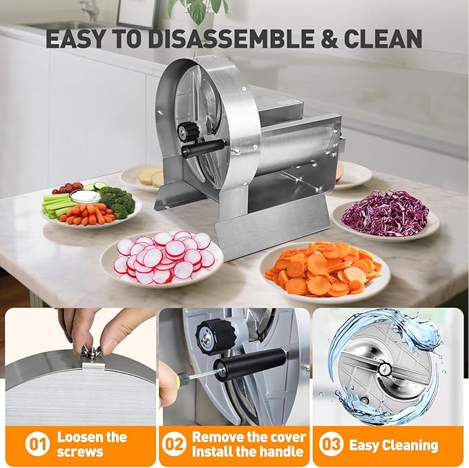 Cortador Comercial de Verduras 2 en 1 Eléctrico y Manual, Ajustable 0-13mm miniatura 8