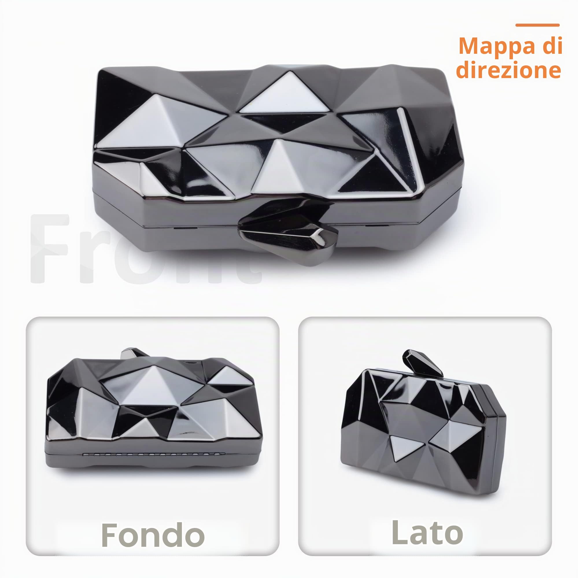 LHHMZ Pochette da sera in metallo geometrico da donna Borse a tracolla da sera piccole alla moda Pochette a scatola