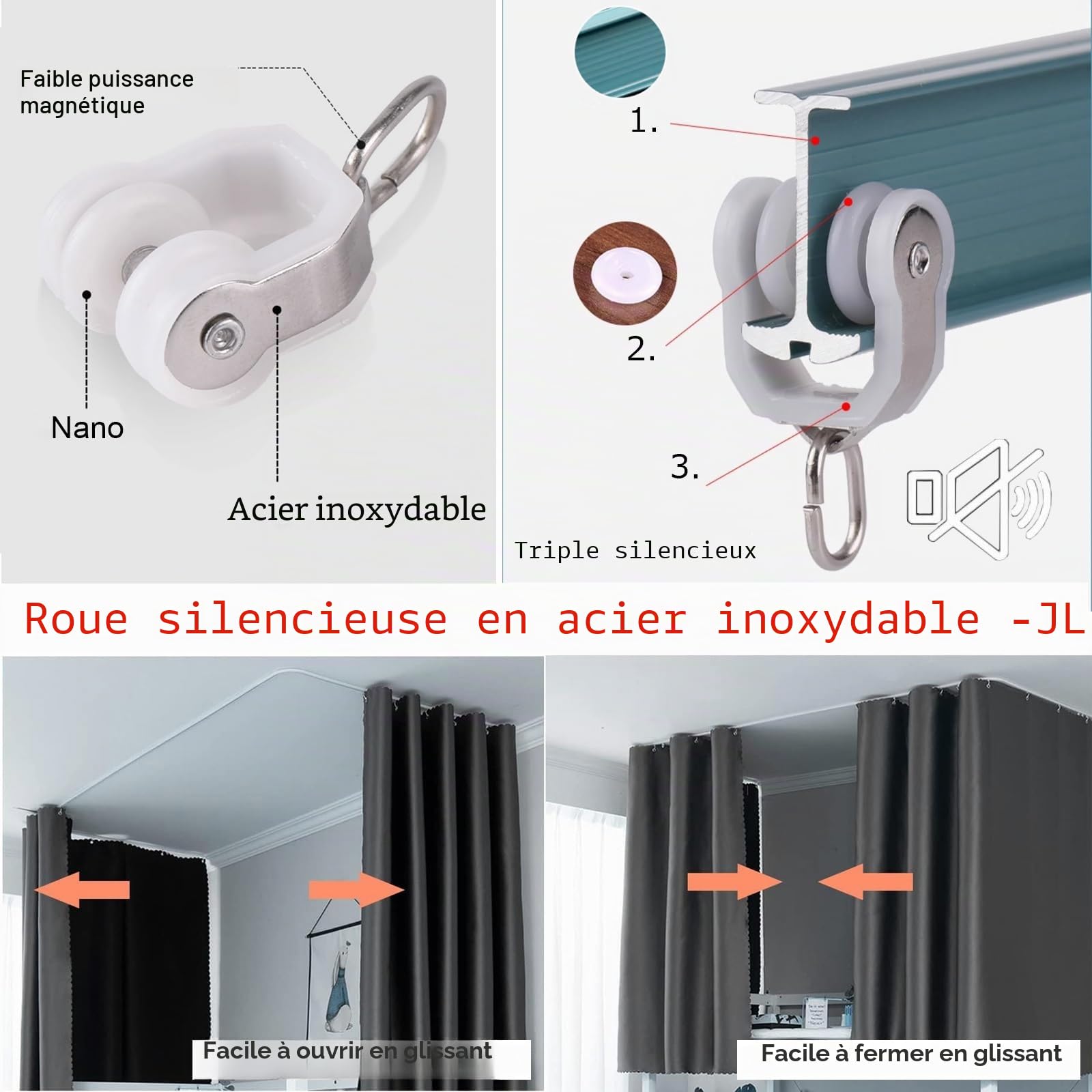 Rail De Rideau De Plafond Flexible En Aluminium Pour Rideaux Pour Baies Vitrées, Camping-cars, Noir Blanc Piste Rideau Occultant Tringle Facile À Installer, Tringles À Rideaux Lourdes Luxueuses