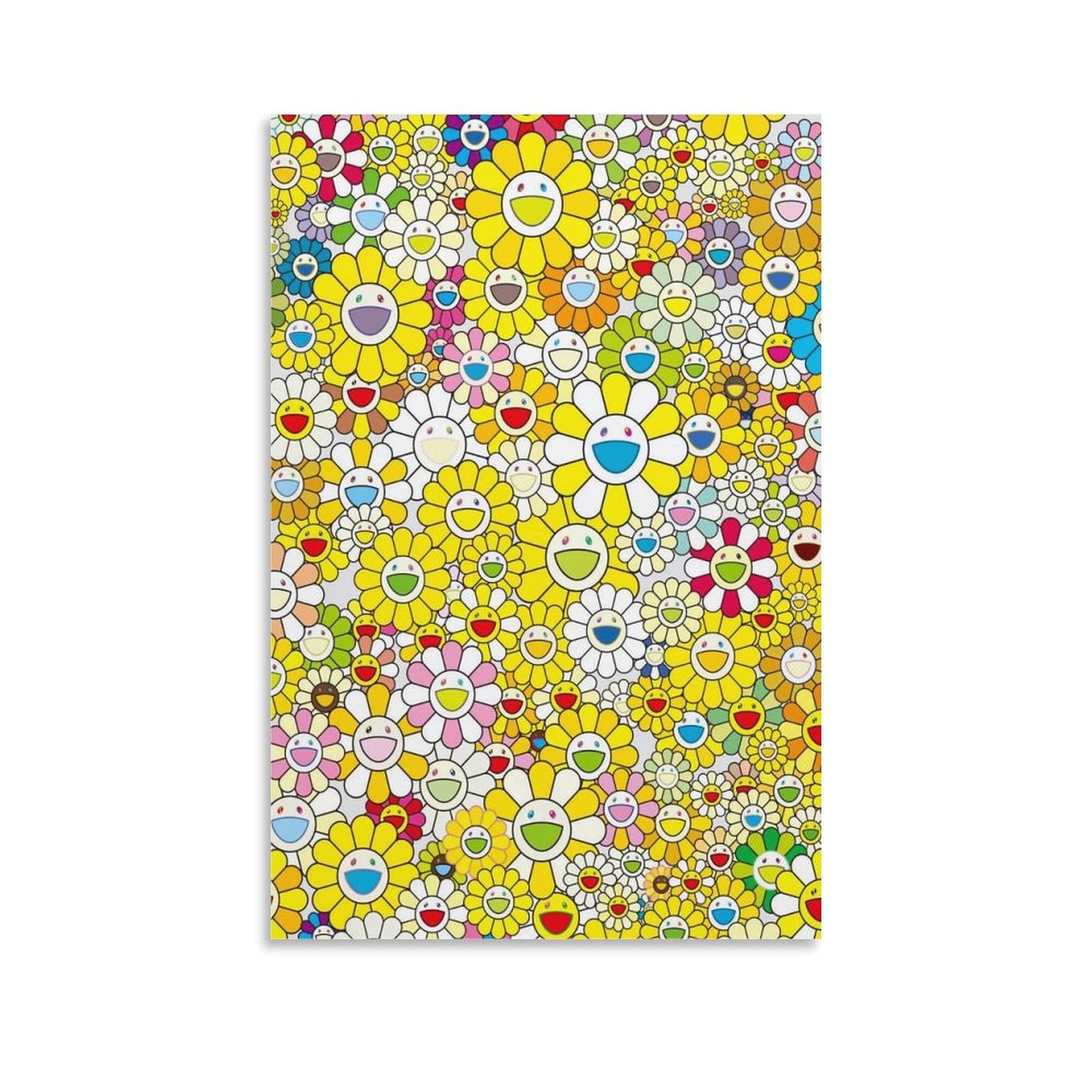 SXDMOUBK Takashi Murakami Poster Flowers with Smiley Art Poster; Canvas Print Wall Decorative Painting; Unframe; 20x30inch(50x75cm)