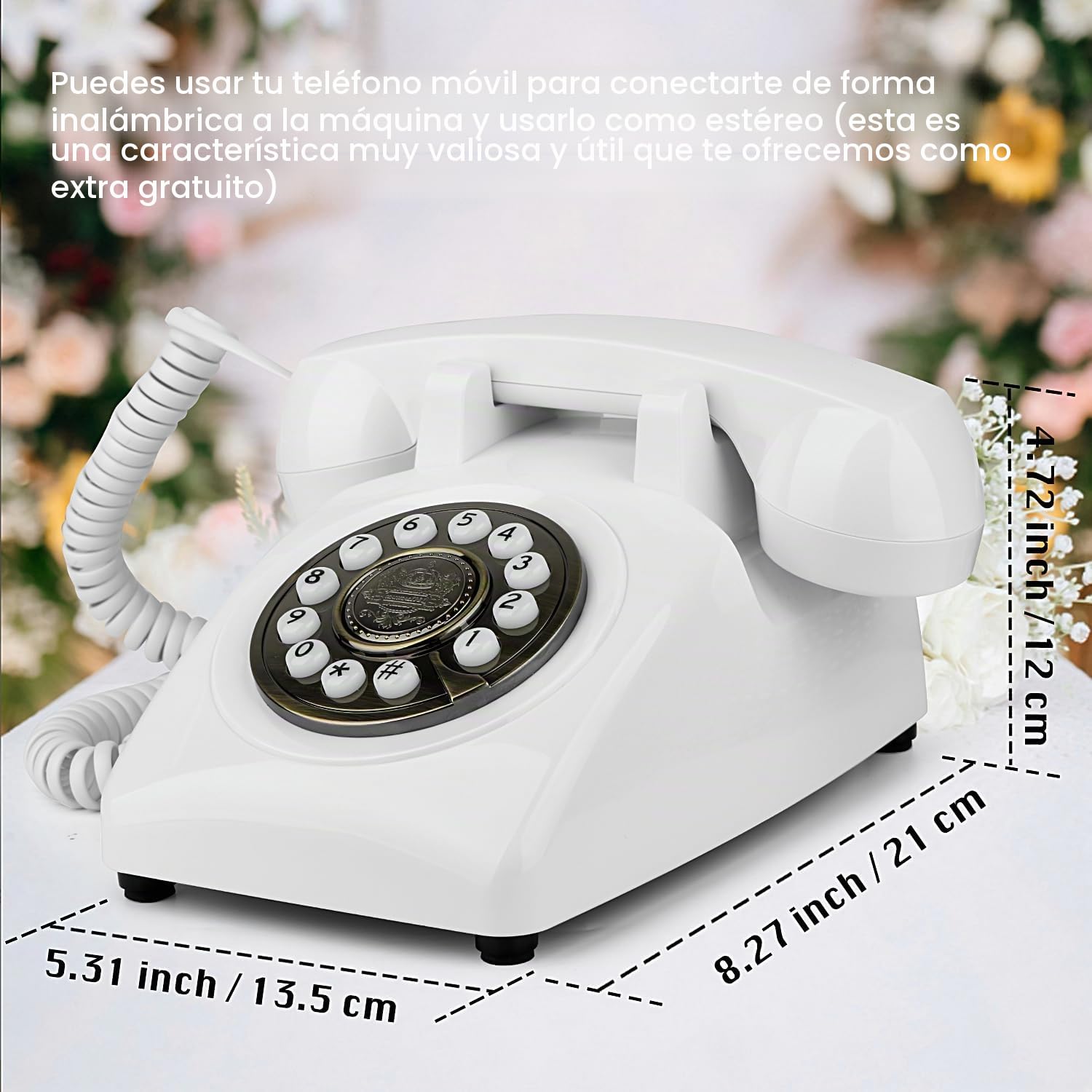 Libro de invitados de boda de audio, teléfono vintage personalizado, libro de visitas de audio grabable alternativo para bodas, bebés/despedidas de soltera, cumpleaños, graduación y eventos (blanco)