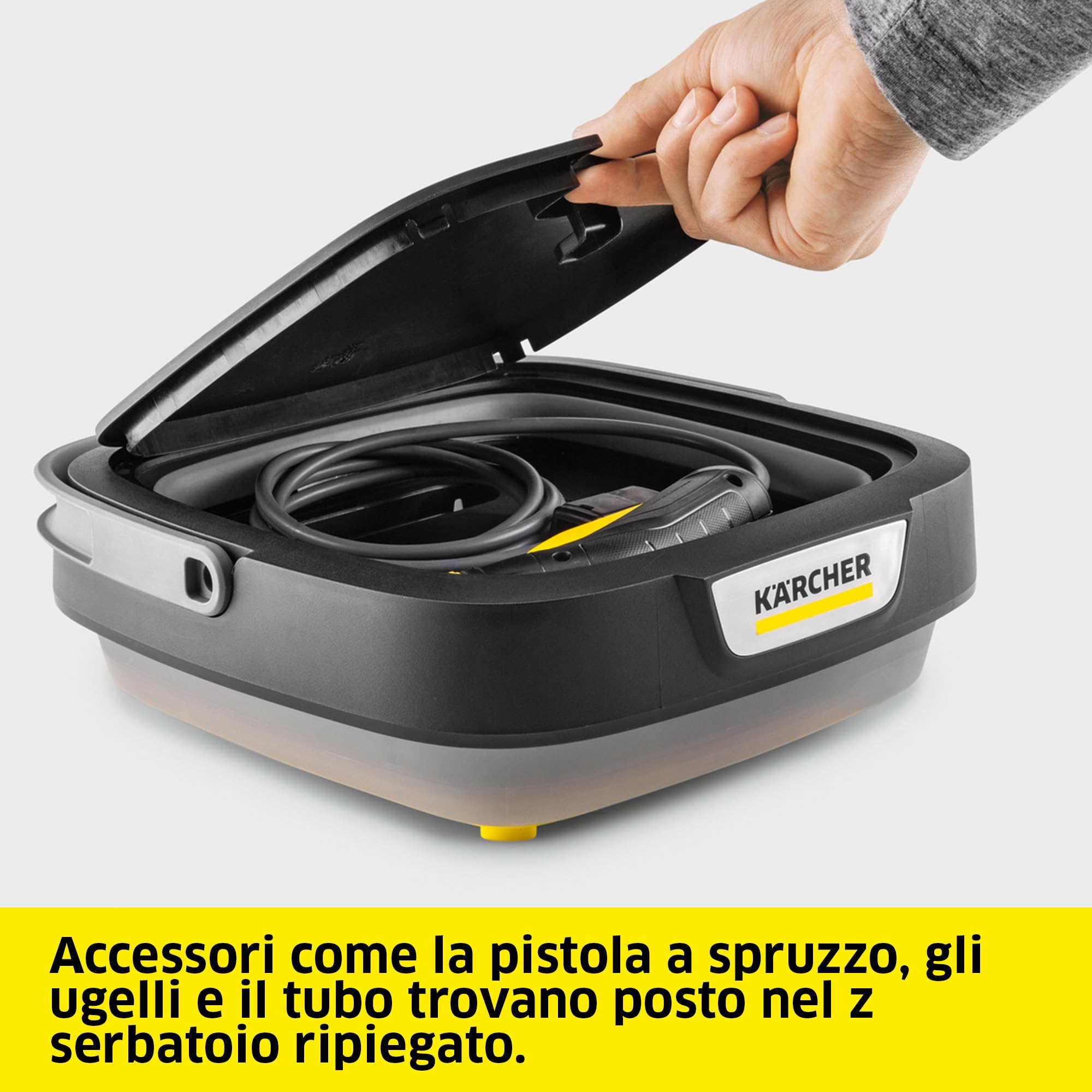 KÄRCHER idropulitrice portatile OC 3 Foldable PJ, pulizia mobile, bassa pressione, batteria agli ioni di litio, serbatoio pieghevole: 8l, tubo: 1,8m, ugello a getto piatto, ugello a getto concentrato