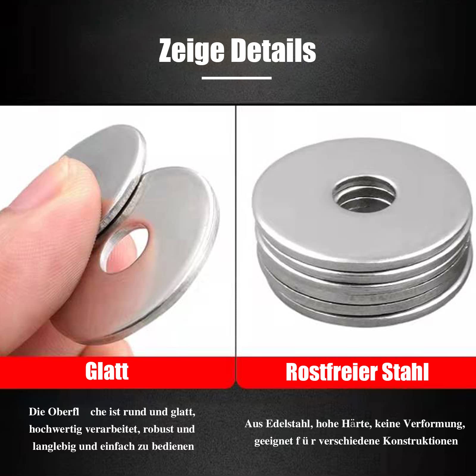 100 Rondelle Grandi DIN 9021/ISO 7093, Standard, Acciaio Inox A2, V2A, ( Rondelle M8, 100 Pezzi - Foto 6