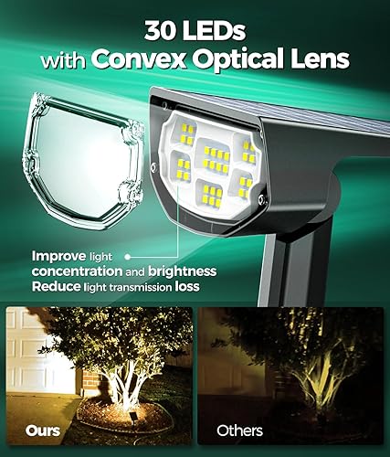 Miniatura 5 de Airmee Luces solares para exteriores para exteriores, 700 lúmenes, luces de punto brillantes IP68 impermeables, 3 modos, luces solares de paisaje de