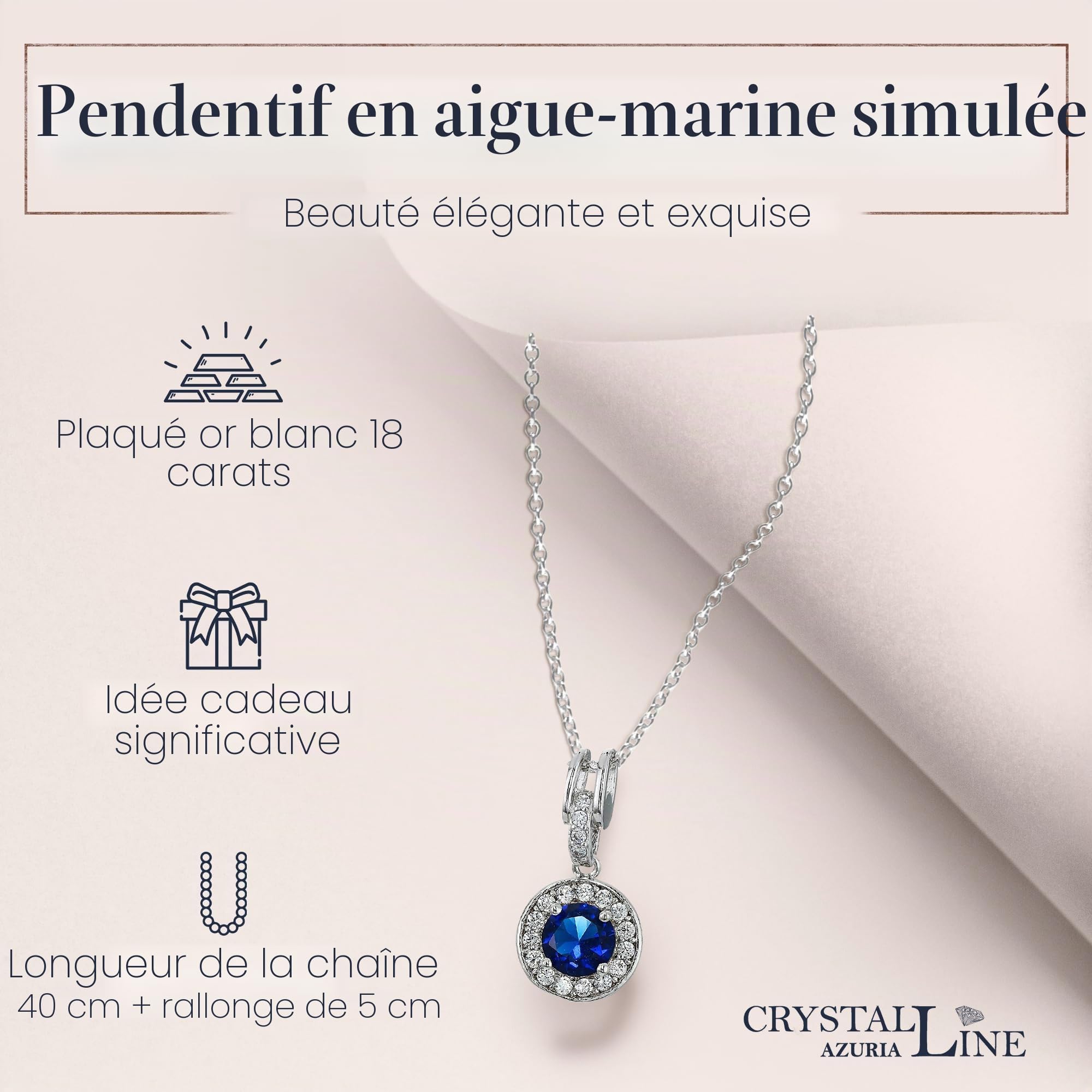 Crystalline Azuria Ensembles de Bijoux de Mariage pour Mariée Bijoux de Demoiselle d'honneur Collier Pendentif et Boucles d'Oreilles Parure de Bijoux pour Femme et Fille