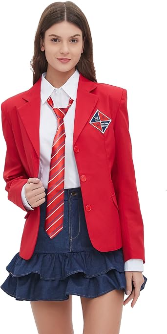 Mahoon RBD Rebelde School Uniform for Women, Back to School Adult Costume Outfit with Shirt Jacket Tie Skirt for Cosplay