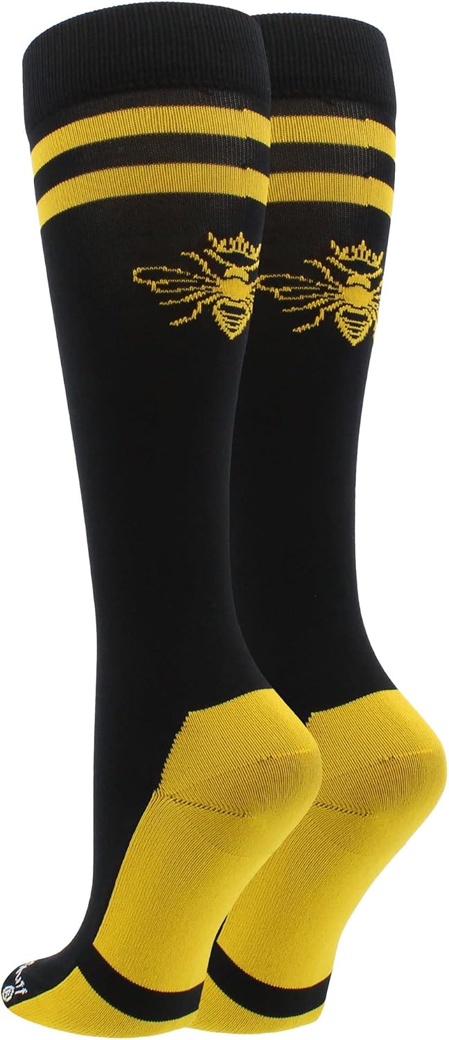 MadSportsStuff Queen Bees Softball Socks Soccer Socks Over the Calf Length for Girls and Women