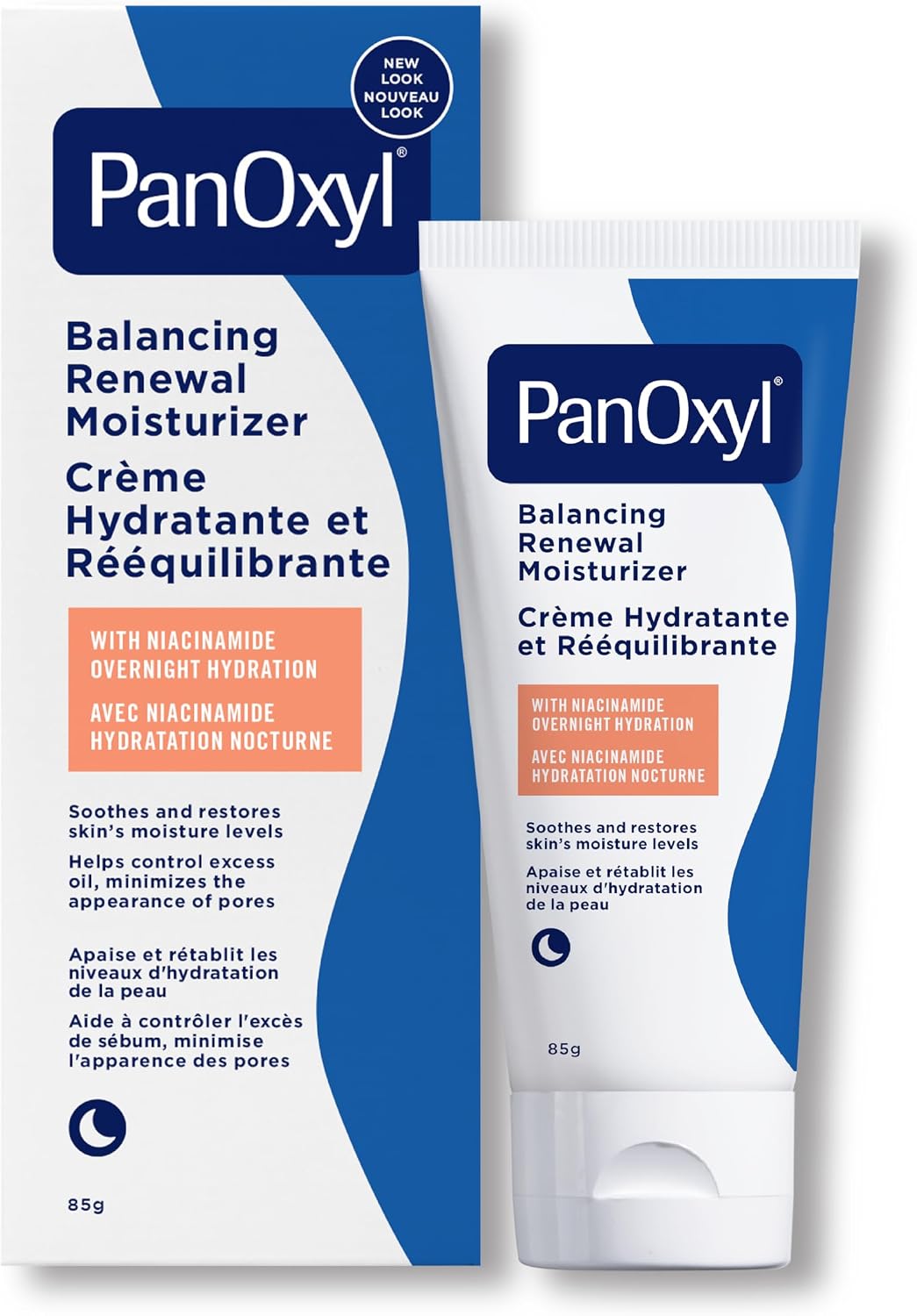 PanOxyl Balancing Renewal Moisturizer, Hydrating Night Cream with Hyaluronic Acid, Niacinamide, Cica, and Ceramides, Helps Balance Moisture Levels Overnight, Helps Control Excess Oil, 85g