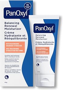 PanOxyl Balancing Renewal Moisturizer, Hydrating Night Cream with Hyaluronic Acid, Niacinamide, Cica, and Ceramides, Helps Balance Moisture Levels Overnight, Helps Control Excess Oil, 85g