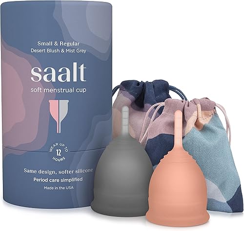 Saalt Copa menstrual suave Vaso reutilizable Hecho para una protección cómoda sin fugas hasta 12 horas Sin BPA y látex Incluye taza y bolsa de