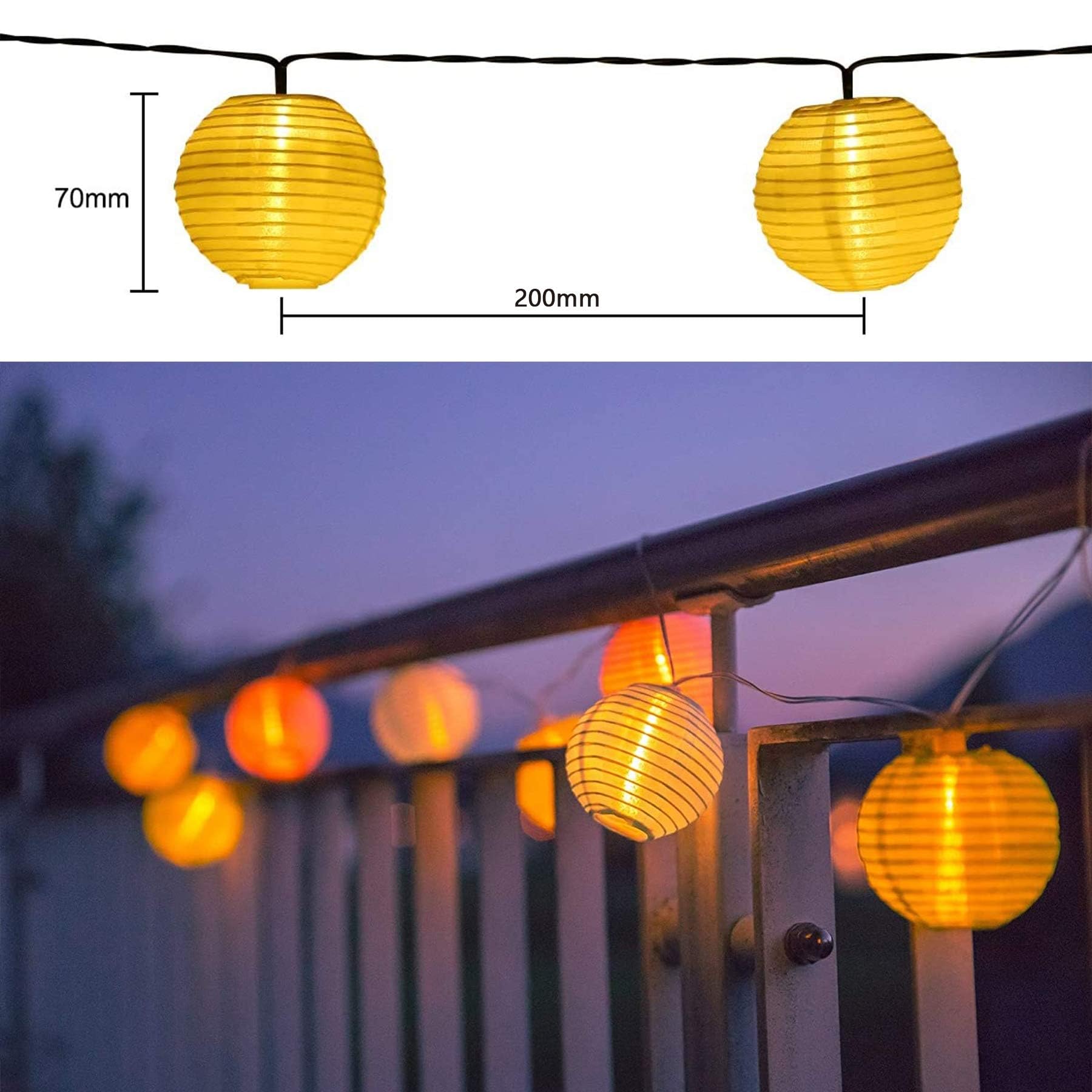 Lezonic Guirnaldas Luces Exterior Solar, 8 Modos, 30 Farolillos LED, iluminación Solar Para Jardín, Balcón, Patio, Boda, Navidad, Fiesta Decoración (Blanco Cálido)