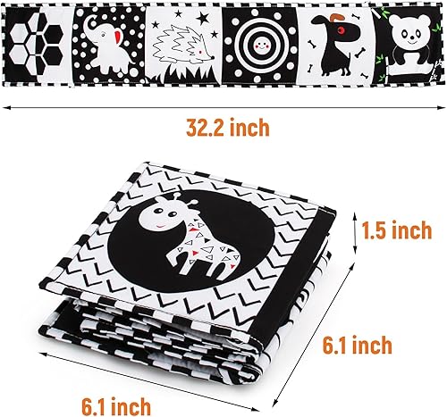 Miniatura 4 de teytoy Juguetes para bebés de 0 a 6 meses, juguetes sensoriales de alto contraste en blanco y negro, libro suave para la educación temprana,