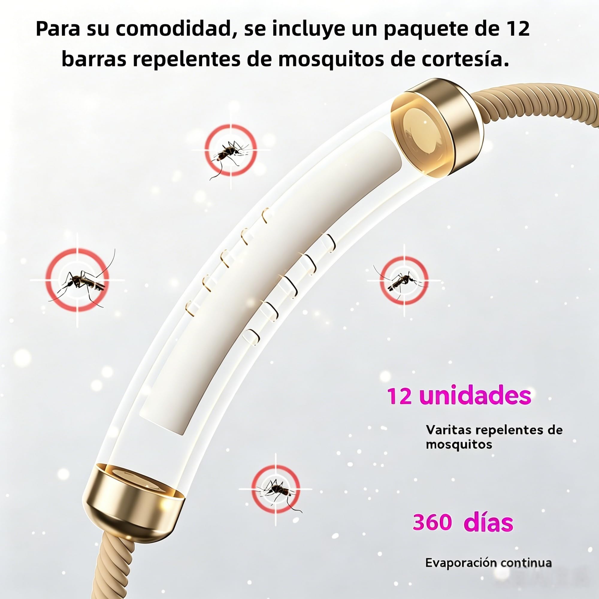 Pulsera Repelente de Mosquitos, Esencial Natural con 12 Palos repelentes de Mosquitos de Repuesto Pulsera de Insectos Rango de Pulsera de protección de 3 Metros,pulsera antimosquitos
