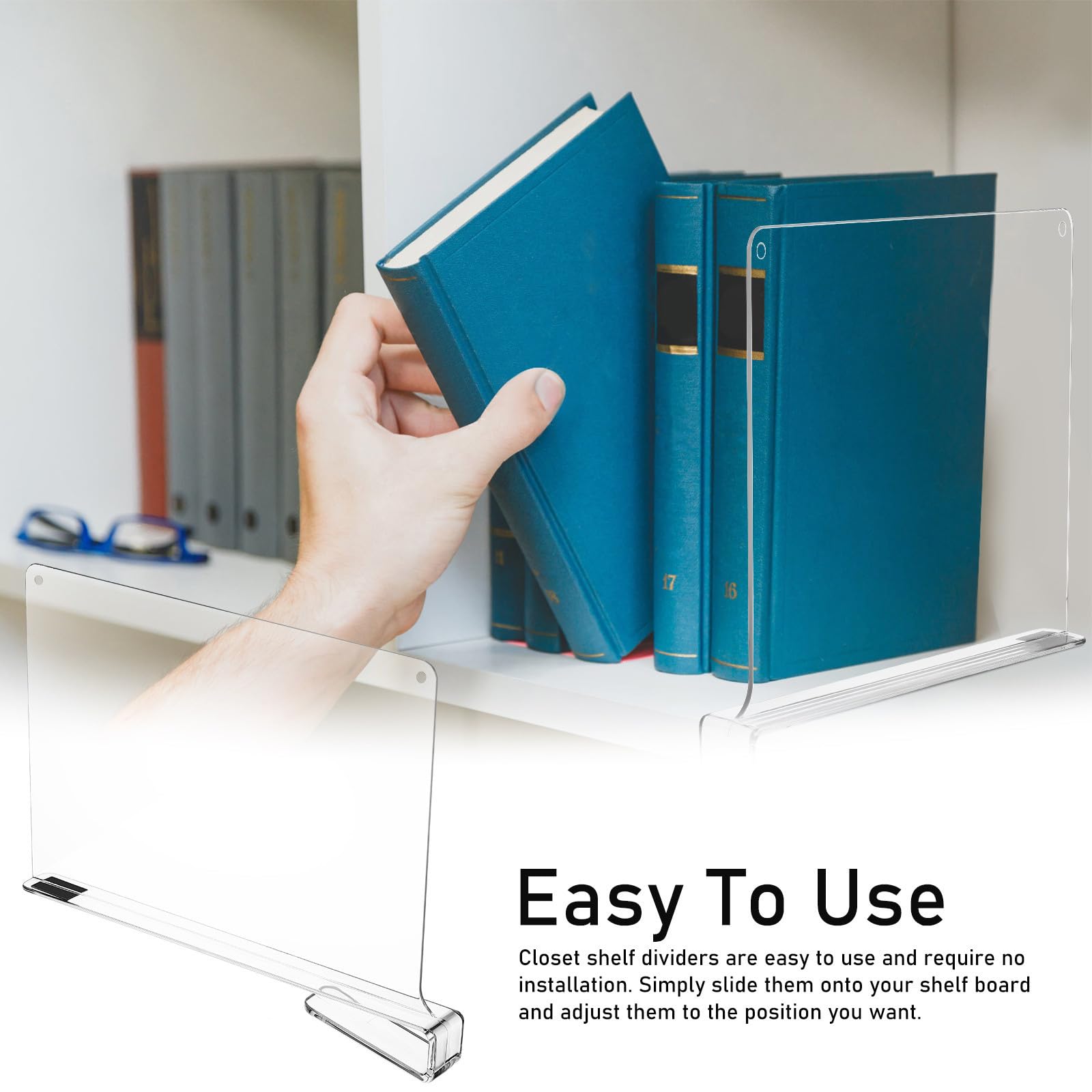 Toddmomy 6 Divisores de Estantes Verticales para Armarios de Cocina en PS, Organizador de Ropa Fácil de Usar sin Instalación, Paquete de 6 Piezas