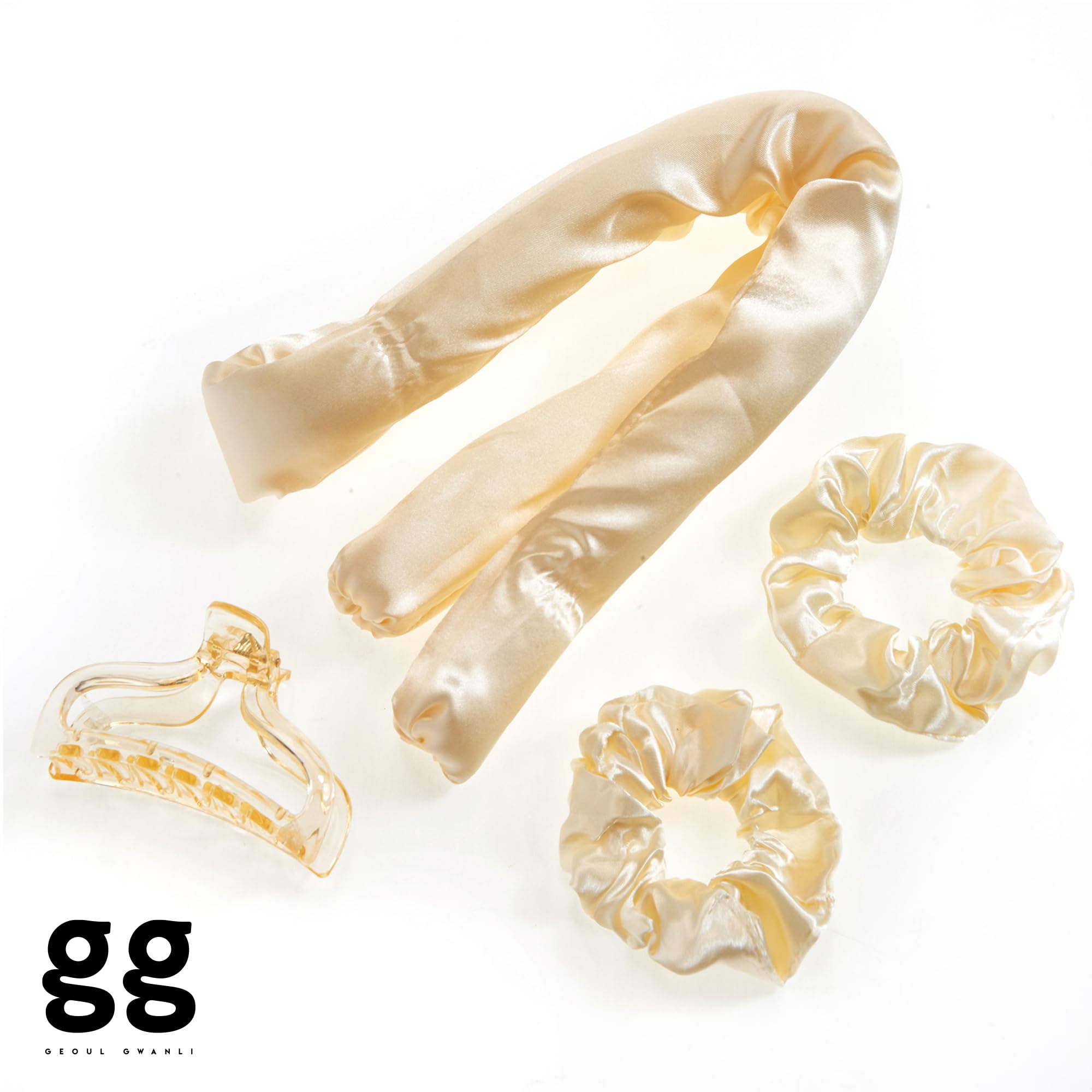 Geoul Gwanli GLAMWAVE Heatless Curling Rod - Satin Scrunchies, Reusable Hair Curler, No Heat Damage (Vanilla Hair Curlers, One Size) - Image 2
