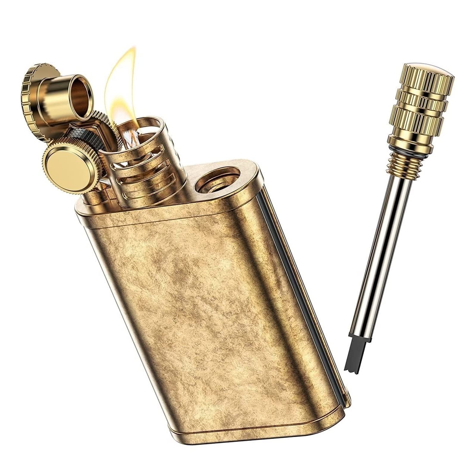 Amazon.co.jp: レトロな防風ライター 2 種類の点火真鍮灯油ライター