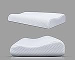 Memory Foam Contour Pillow for Neck Pain Relief | Orthopedic Cooling Design | Ergonomic Pillow for Back, Side, Stomach Sleepers | Washable Cover (White, Small)
