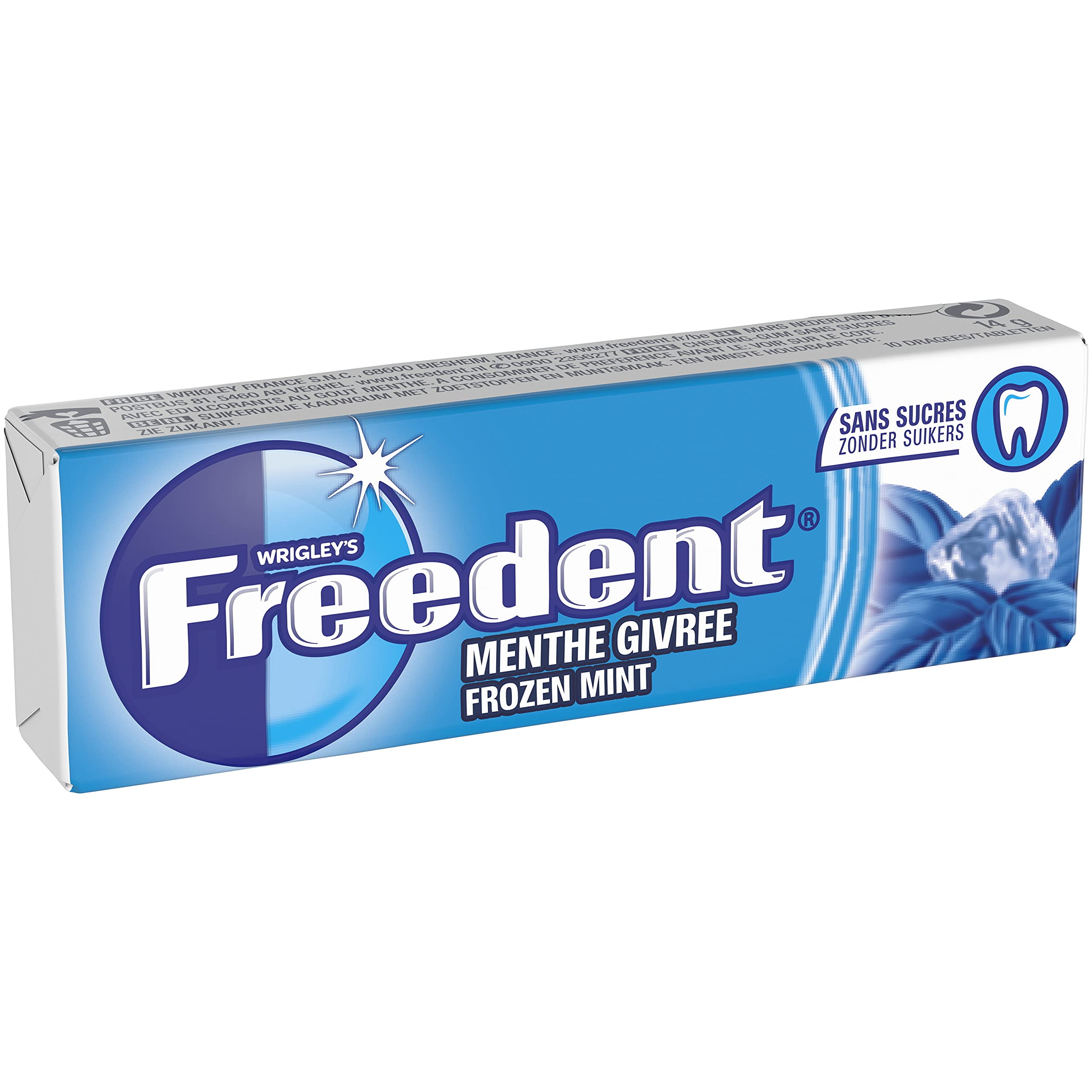 FREEDENT - Guma do żucia bez cukru - smak mrożonej mięty - 30 opakowań po 10 drażetek - duży format 300 drażetek - 420g