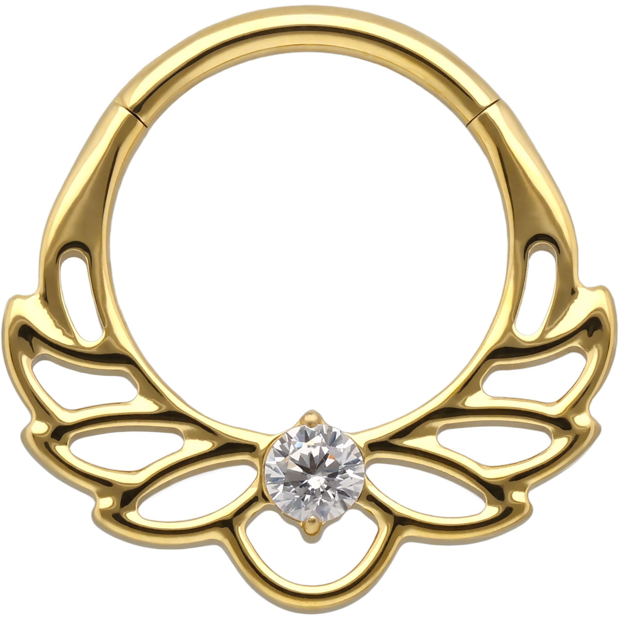 PIERCINGLINE Piercing Ring Titan Segmentring Clicker LOTUSBLÜTE - Goldfarben, Silberfarben