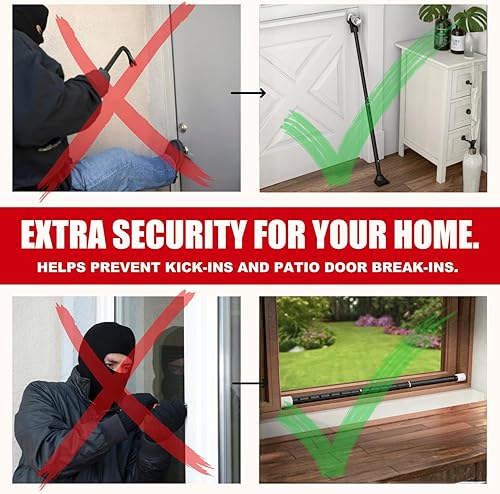 Vista 26 de SECURITYMAN - Barra de seguridad para puerta, 2 en 1, topes de puerta ajustables, barra de seguridad y barra de seguridad para puerta corredera