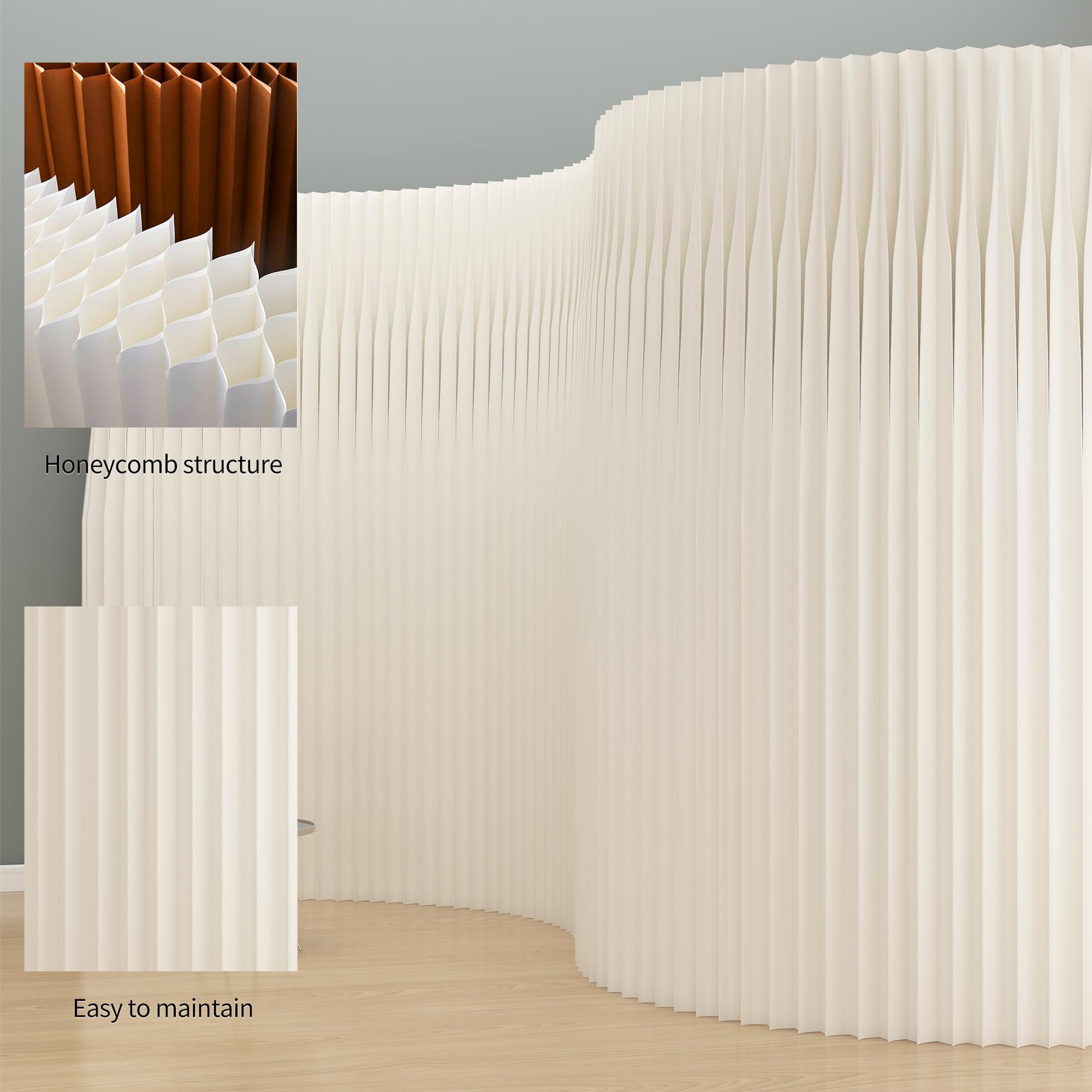 SAeWare Biombo plegable para ambientes, separador portátil de privacidad para el hogar, oficinas, tiendas, restaurantes, uso comercial, blanco, 220 x 43 x 400 cm