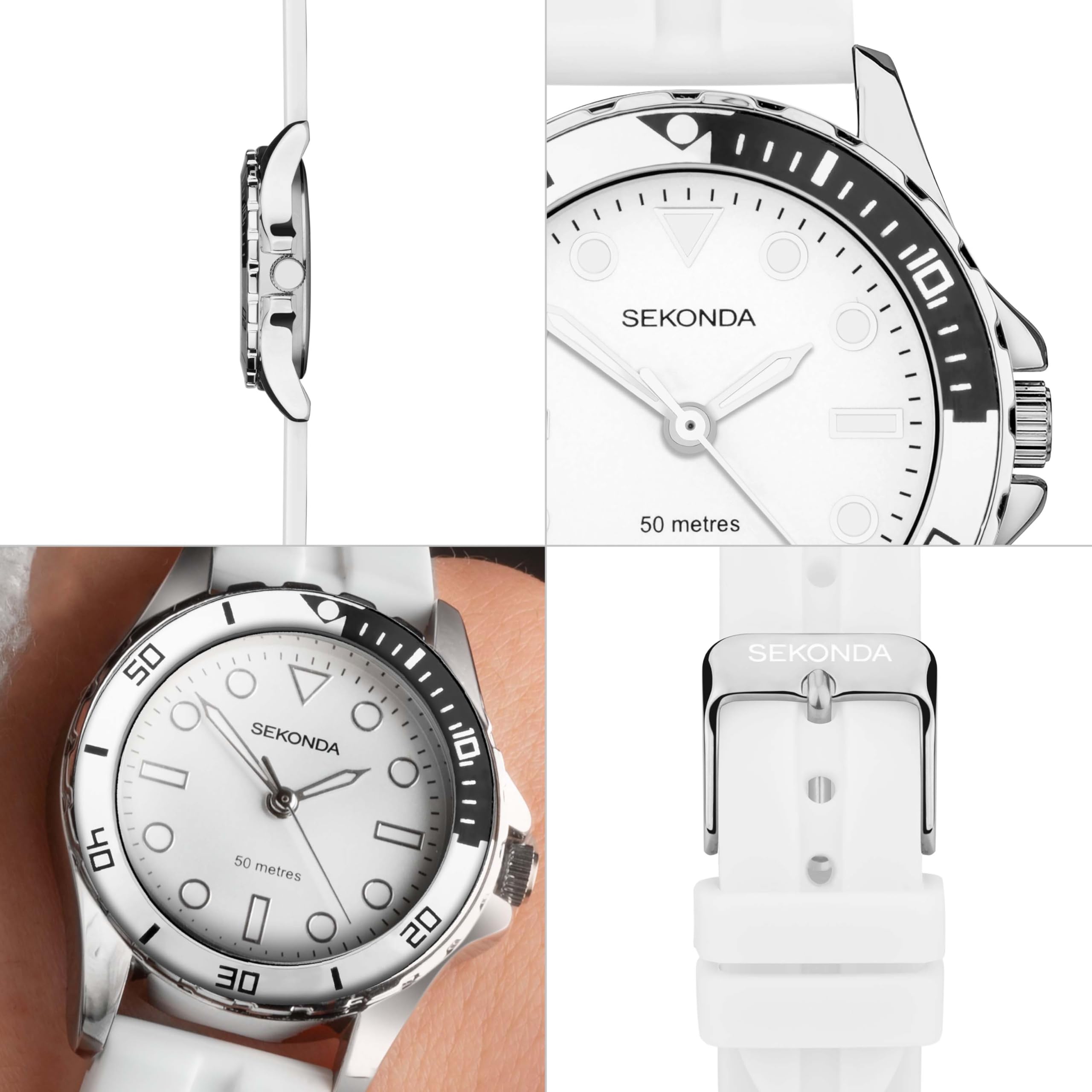 Sekonda Orologio da donna Balearic 33mm stile subacqueo analogico al quarzo vetro minerale 50m resistente all'acqua