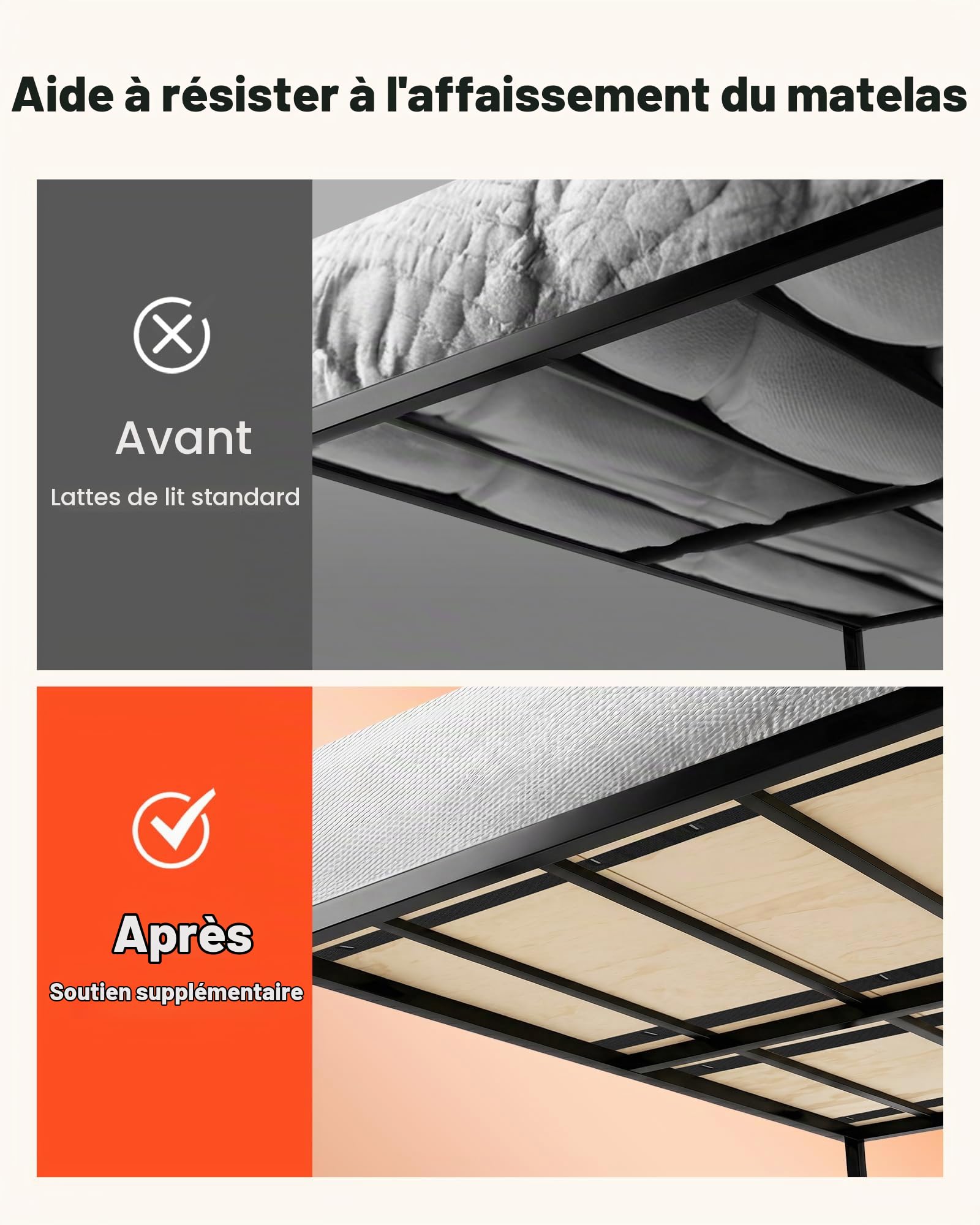 VEVOR Planche de Lit Double Full Size 180 x 130 x 1 cm, Lot de 8 Sommiers Panneaux Pliables avec Connexion, Support de Matelas en Bois pour Lit Superposé, pour Maison, Hôtel, Dortoir et Appartement