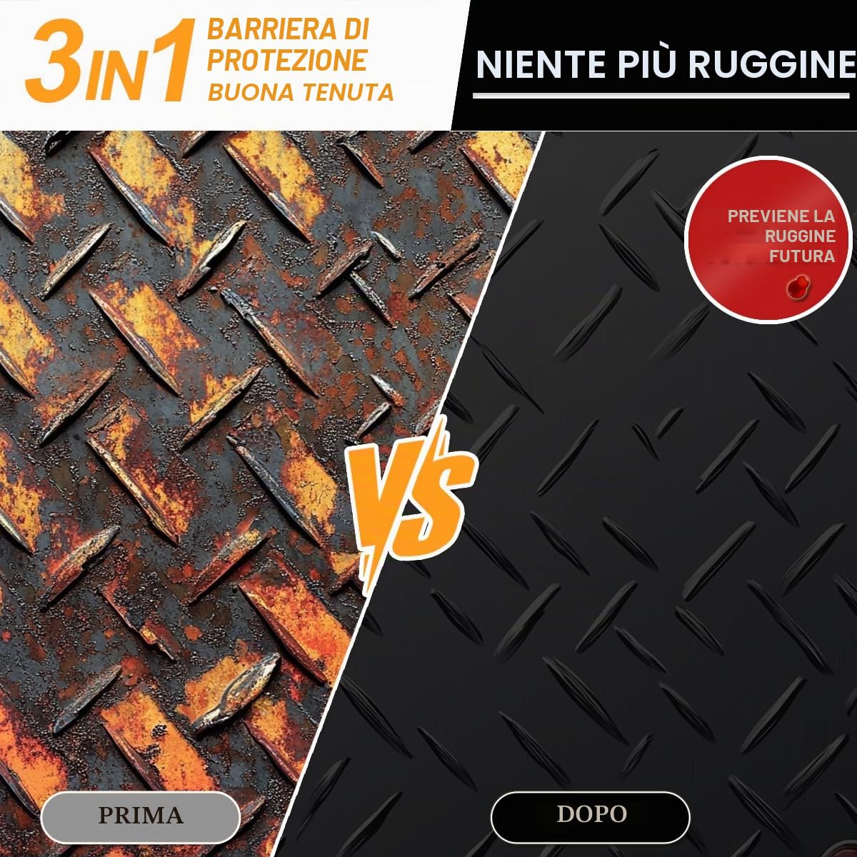 Convertitore di Ruggine con Primer 1000 ml, Vernice Antiruggine 3-in-1 Nera per Metalli - Rimuovi & Converti Ruggine e Rivestimento Antiruggine a Lunga Durata, Vernice Preventiva con Ruggine per Auto