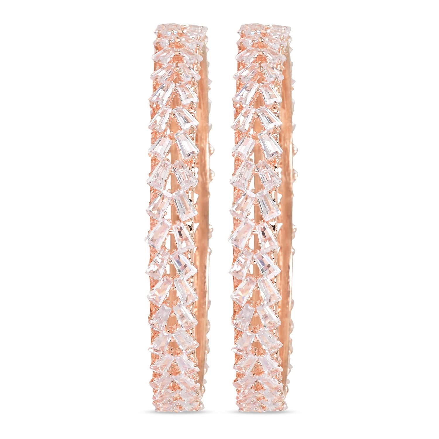 I Jewels Rose Gold Plated Thick Brass Bangles Encased With CZ American Diamonds For Women/Girls (ADB457RG) (Set of 2) (B0C3HWJWLY) Amazon Price History, Amazon Price Tracker