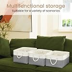 Large Storage Baskets-Storage Bins for Shelves and Closet Organizing, Foldable Fabric Bin for Home Organization Clothes and Laundry (3-Pack, 15.7x11.8x8.26 Inch, White&Grey)