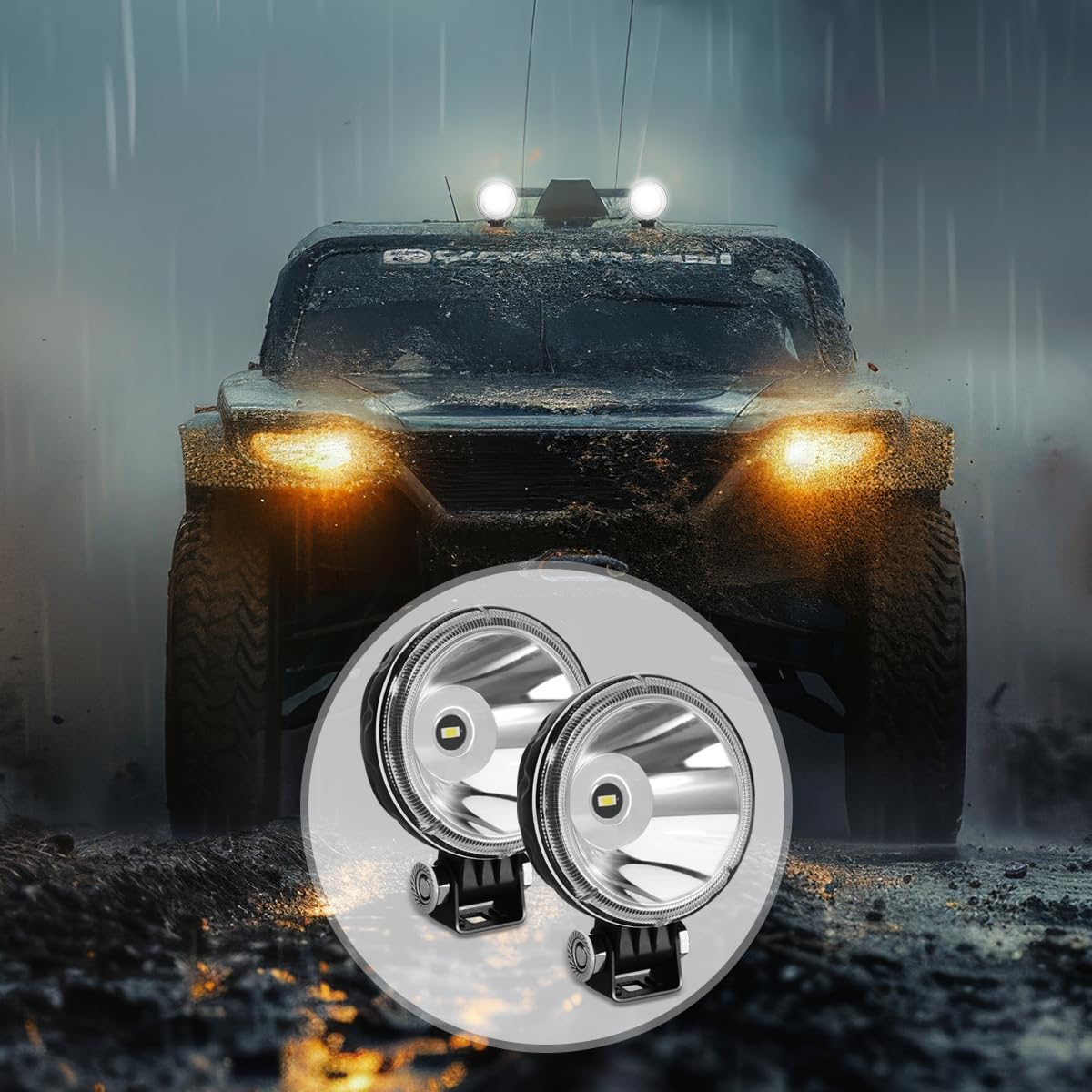 Led Pod light Bar Spot Lights 12V Round 3 inch 30W Driving Fog Reverse Backup Offroad Lights Headlights For Trucks Off Road ATV UTV Golf Cart Tralier Motorcycle Pickup Tractor Marine Boat 2-Pack