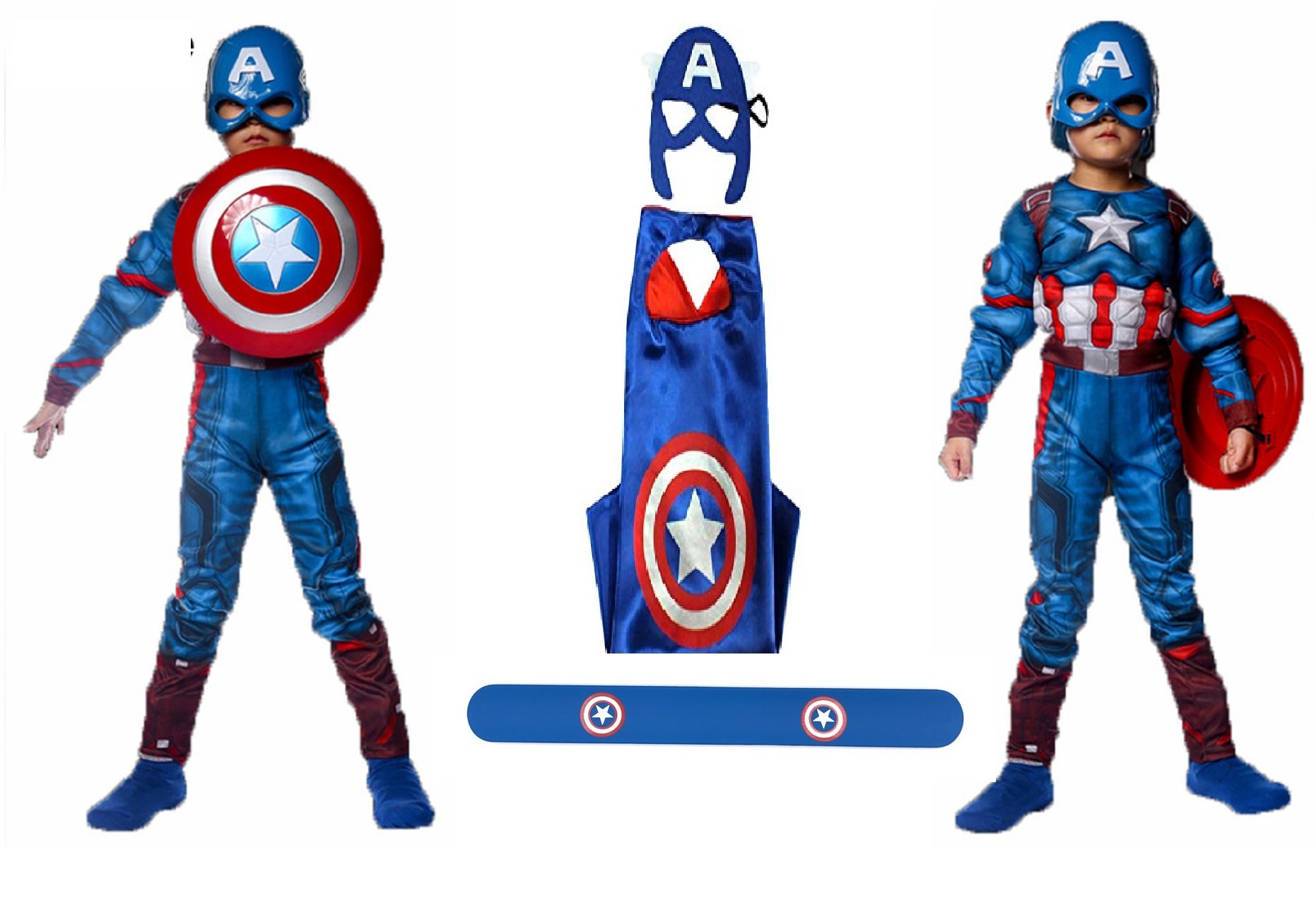 FancyDressWale Plastic American Soldier Muscle Costume + Shield + Cape + Bracelet,Multicolor (B07CVGGQ6Y) Amazon Price History, Amazon Price Tracker