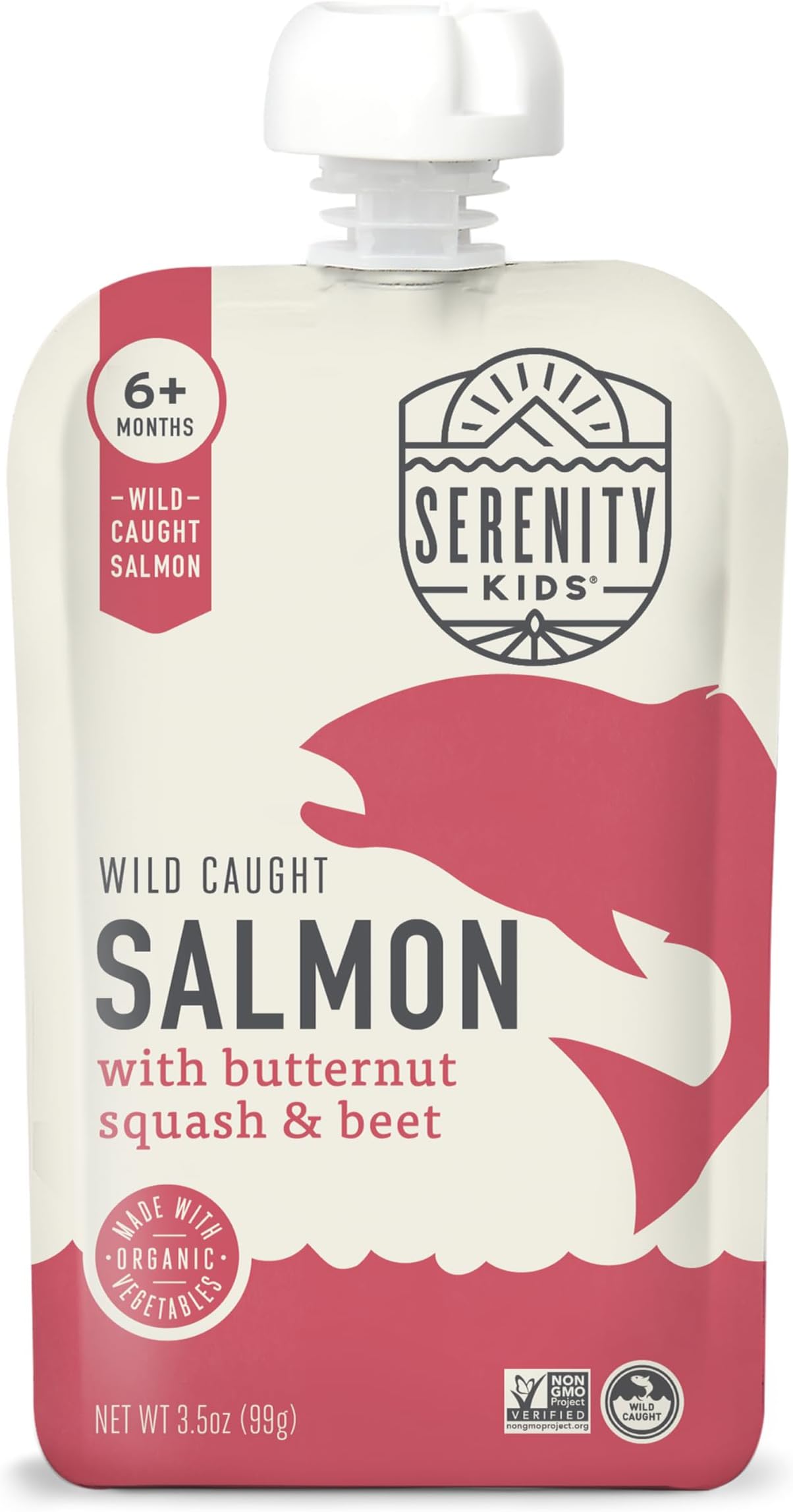 - Serenity Kids 6+ Months Salmon Baby Food Pouches - Wild-Caught Salmon & Butternut Squash - High-Protein Baby Snacks - No Sugar Added Toddler Meals - 3.5 Oz, Pack of 6