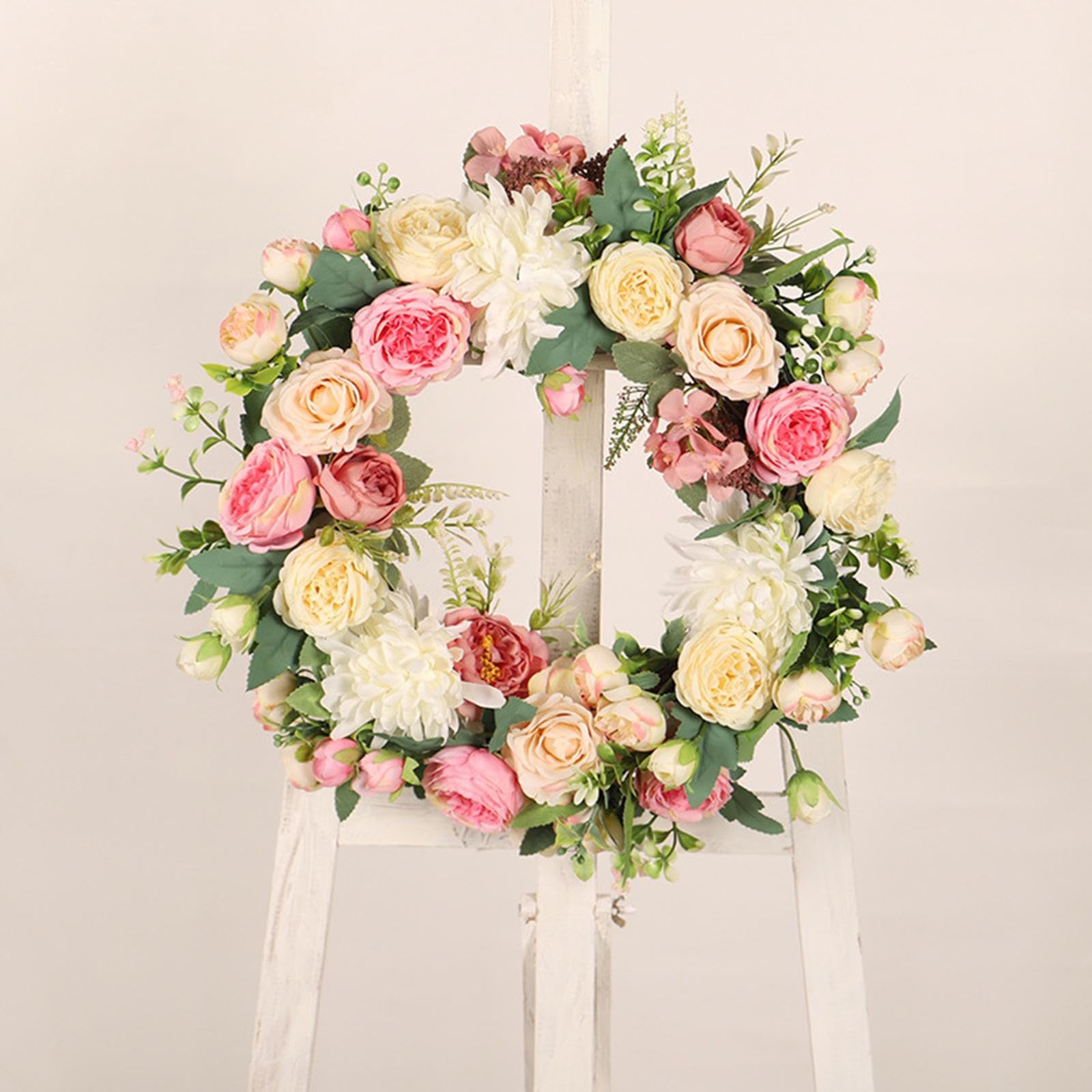 Ghirlanda Rotonda di Fiori Artificiali Realistici da 40 Cm