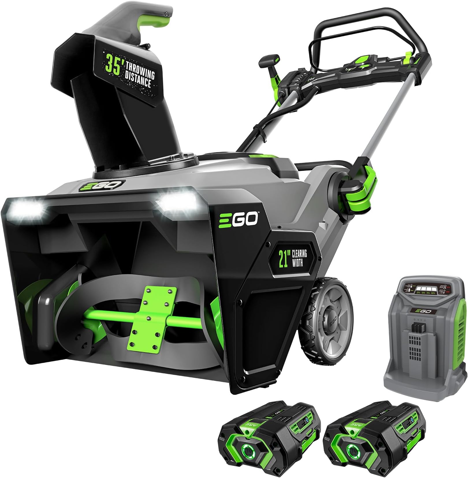 EGO POWER+ 21" Electric Snow Blower, Cordless, Includes (2) 56V 5.0Ah Batteries and Rapid Charger - SNT2102