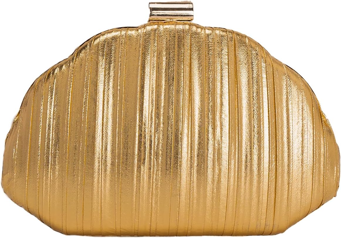Women's Pleated Shell Shaped Clutch Bag with Chain Handbag Evening Bag