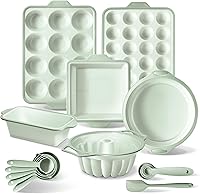 Vista 11 de COOK WITH COLOR Juego de 17 piezas de moldes de silicona para hornear - Moldes antiadherentes y fáciles de limpiar para magdalenas con marco de Azul