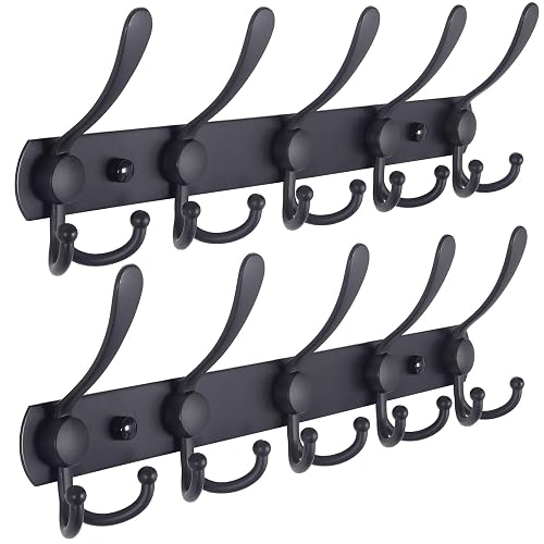 Dseap Coat Rack Wall Mounted - 5 Tri Hooks, Heavy