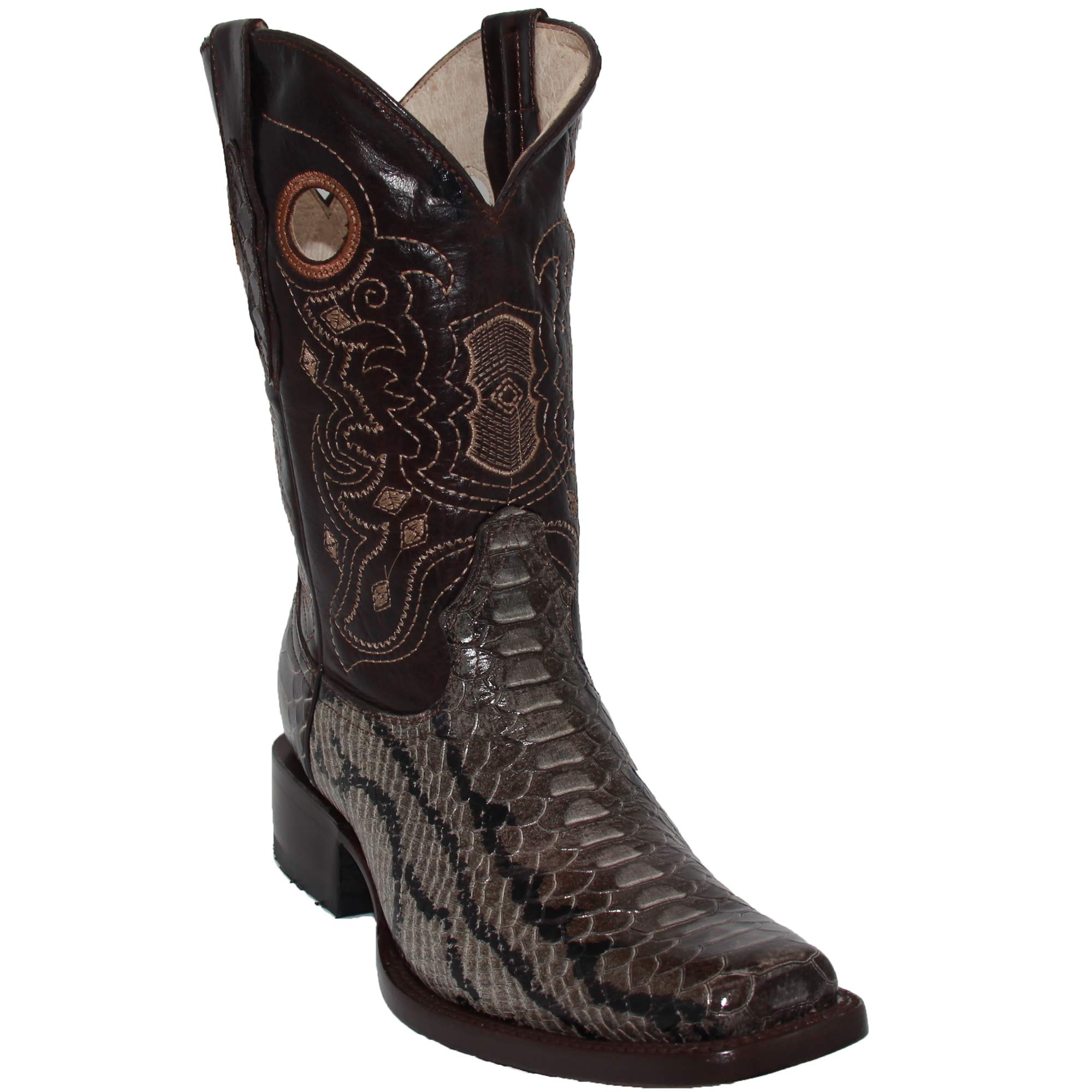 The Western Shops Mens Genuine Leather Python Snake Print Square Toe Cowboy Boot