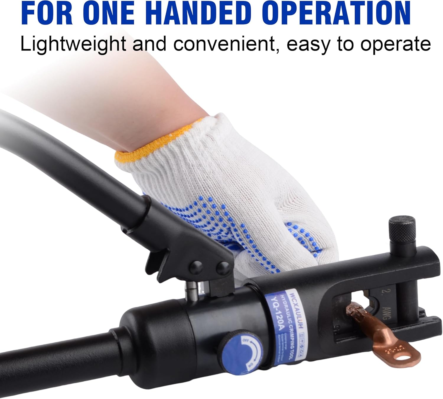 6.5 Tons HYDRAULIC CRIMPING TOOL Crimper with 8 Pairs of Dies,360 degree rotating head crimping tool, Battery Cable Ends Ring TerminalsEasy to Operate Hydraulic Wire Crimping Tool Kit for Wire Rope,