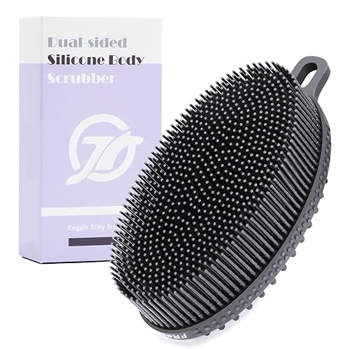 FREATECH Limpiador corporal de silicona Cepillo de limpieza corporal de doble cara para exfoliación y masaje suaves, higiénico y fácil de limpiar,