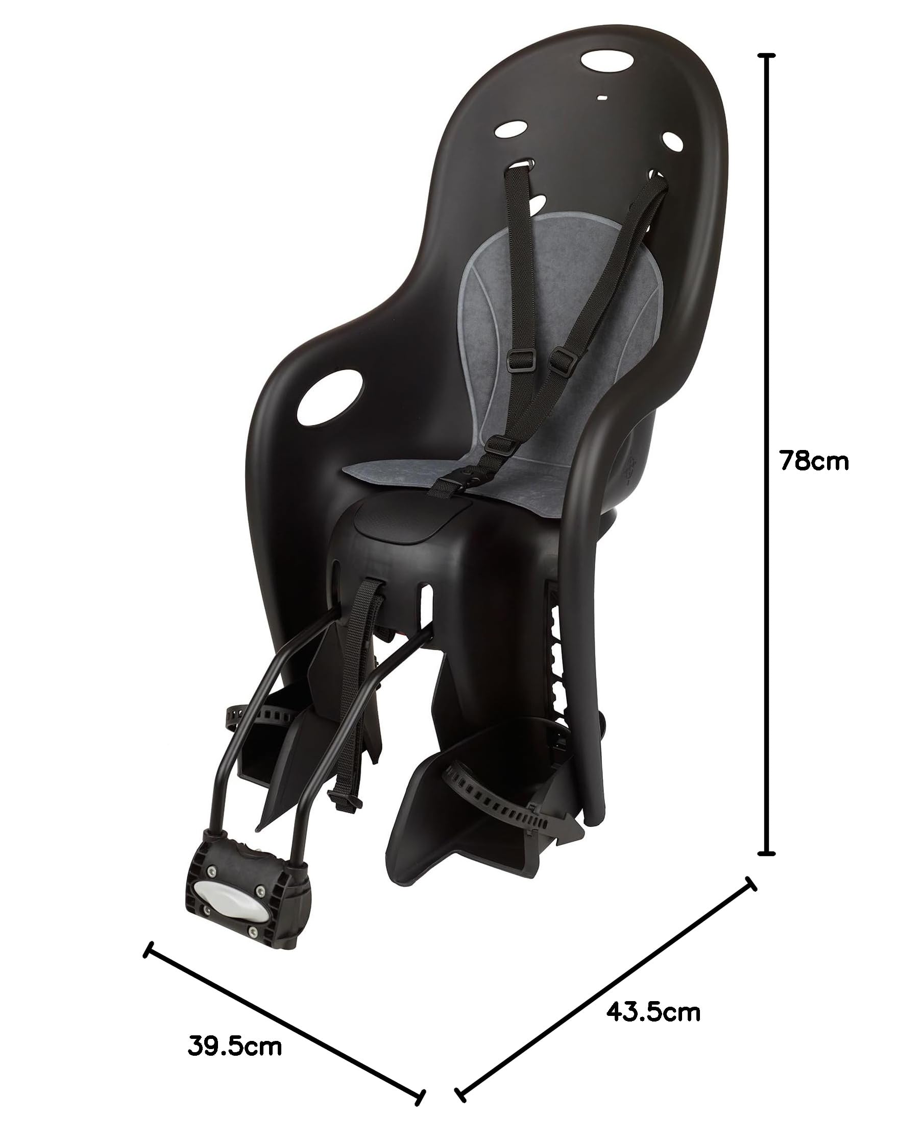 DIEFFE 8020300001 - Siège Arrière Bikey Relax RFM pour Vélo avec Roues de 26'' à 29'' Convient aux Enfants de 9 à 22 Kg avec Ancrage au Cadre en Couleur Noir/Gris