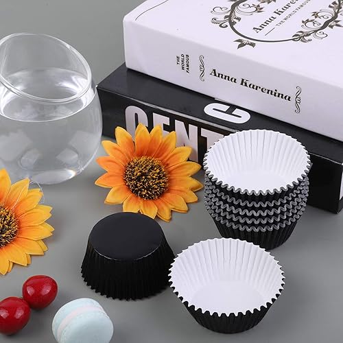 Miniatura 5 de URATOT 100 piezas de papel de aluminio metálico para magdalenas, envoltorios de magdalenas, papel de aluminio para hornear tazas para magdalenas,