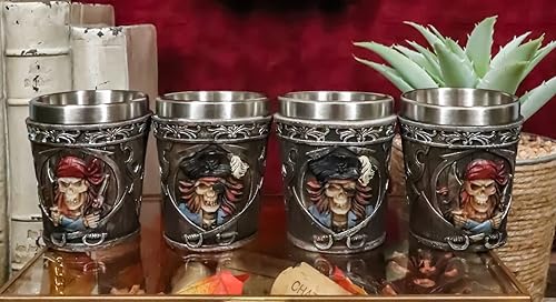 Miniatura 7 de Ebros Myths Legends And Fantasy Spirit - Juego de 4 vasos de chupito con temática de 2 onzas, carcasa de resina con forro de acero inoxidable, gran