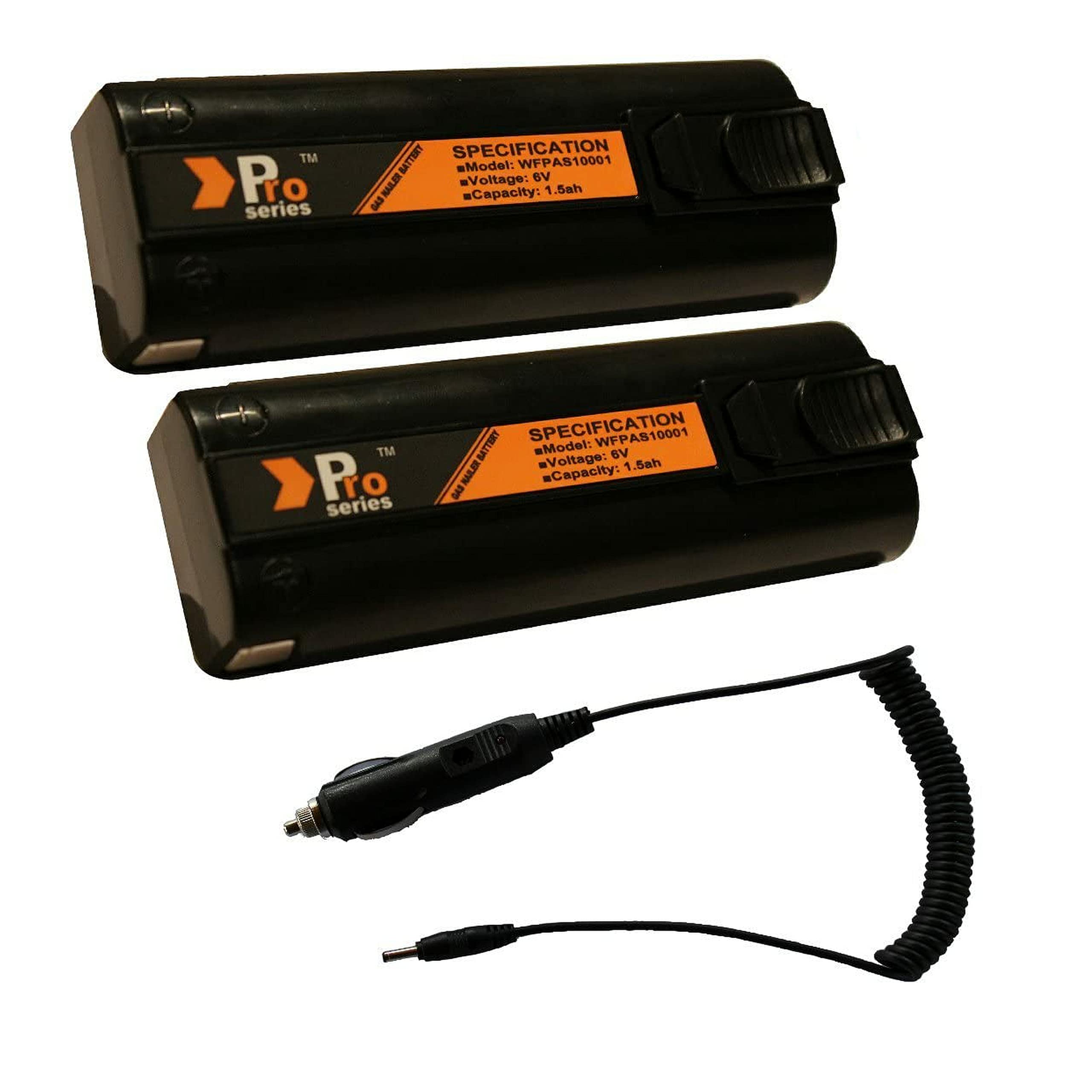 Pro Series 2 X Replacement Battery 6V 1.5Ah (Pro Series) For Paslode Nailers + Car Charger Lead For Paslode Charger Base