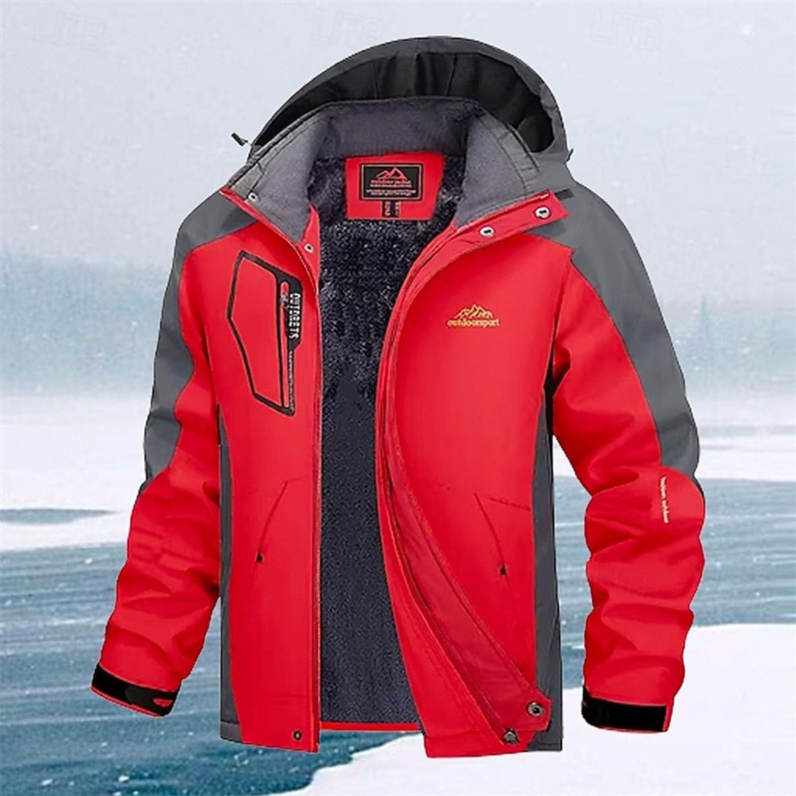 Giacca invernale da uomo, antivento, traspirante, per sport di montagna, isolamento termico, tasche con cerniera, versatile, per il tempo libero o i viaggi, lavorazione robusta per attività all'aperto