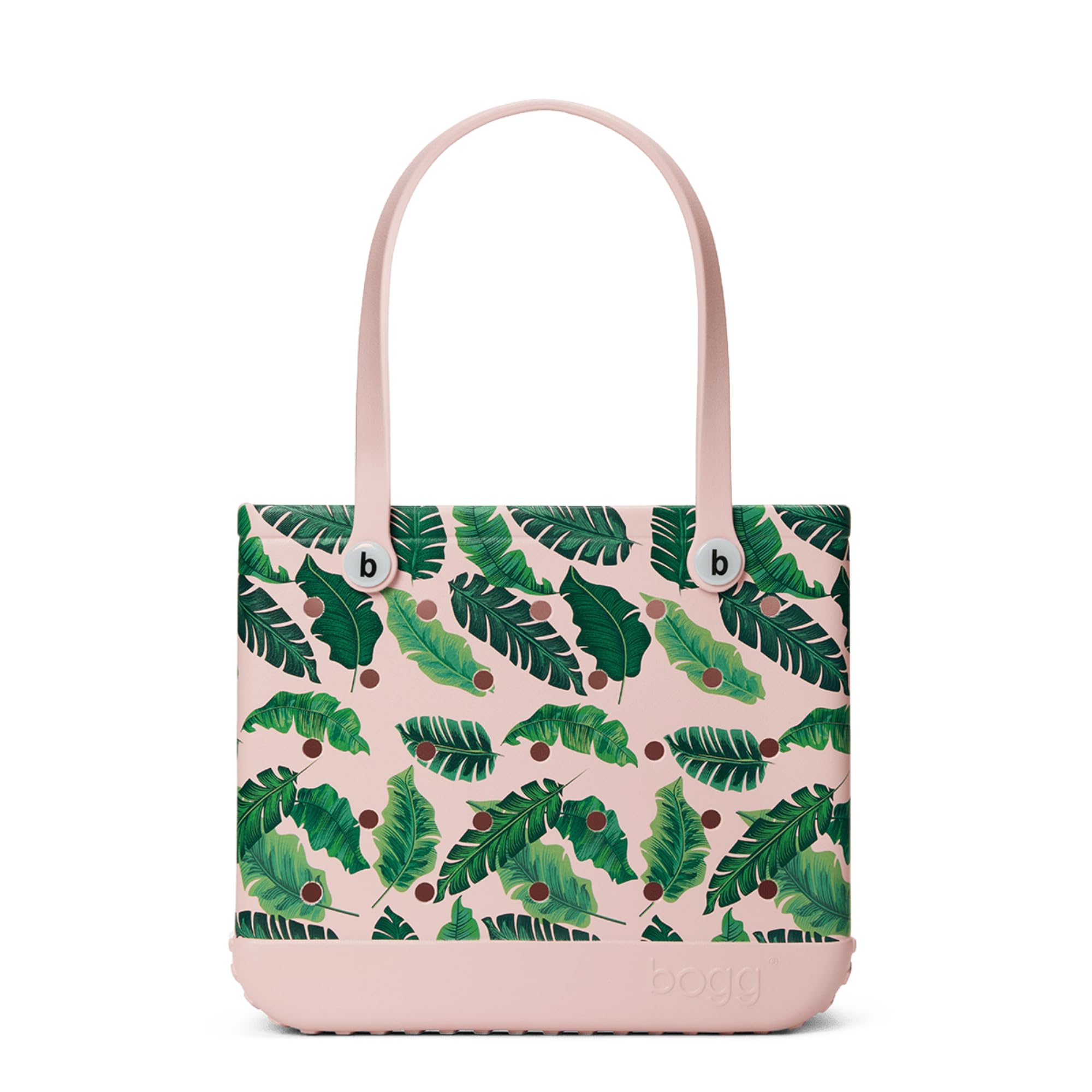 BOGG BAG Medium Tote – 15” x 12.5” x 5” – Durable, Washable, Tip-proof – Beach, Pool, Boat, Work, Sports (Palmtastic with White Buttons)
